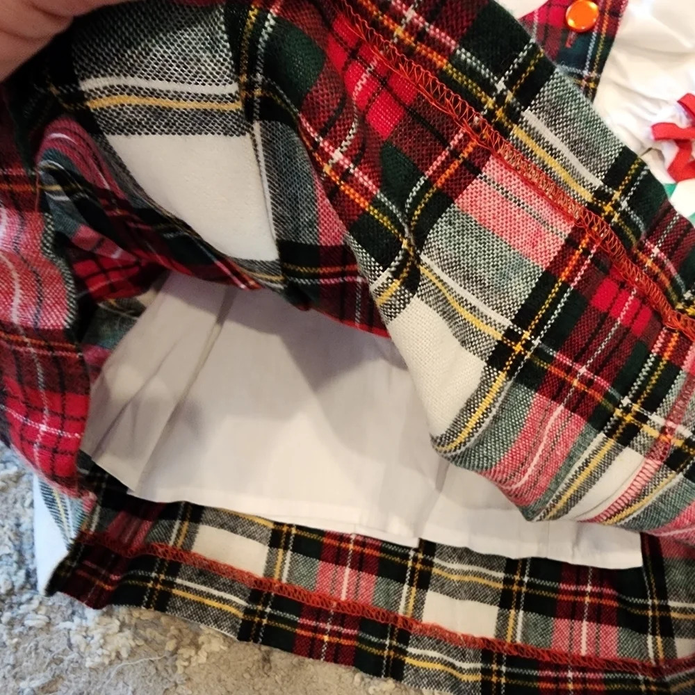 NWT Vintage Alyssa Red Green Christmas Plaid Dress Faux Wool Imperial Plaid 2T - Picture 3 of 9